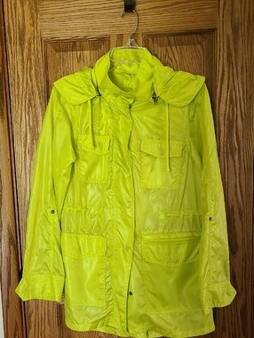 Hurley Neon Yellow Utility Rain Jacket, Size Medium